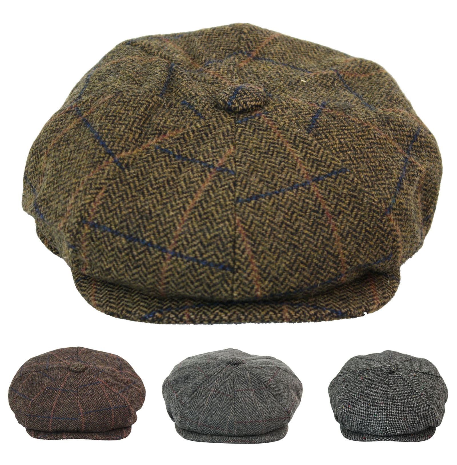 Herrhatt i vintage-tweed med Peaky Blinders-motiv