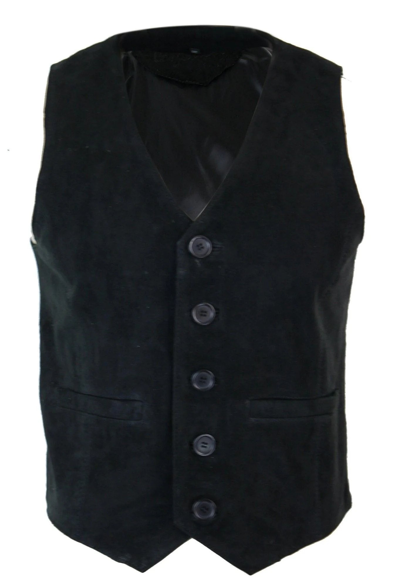 Herrväst Äkta Mocka Läder Retro Vintage Western Väst Svart