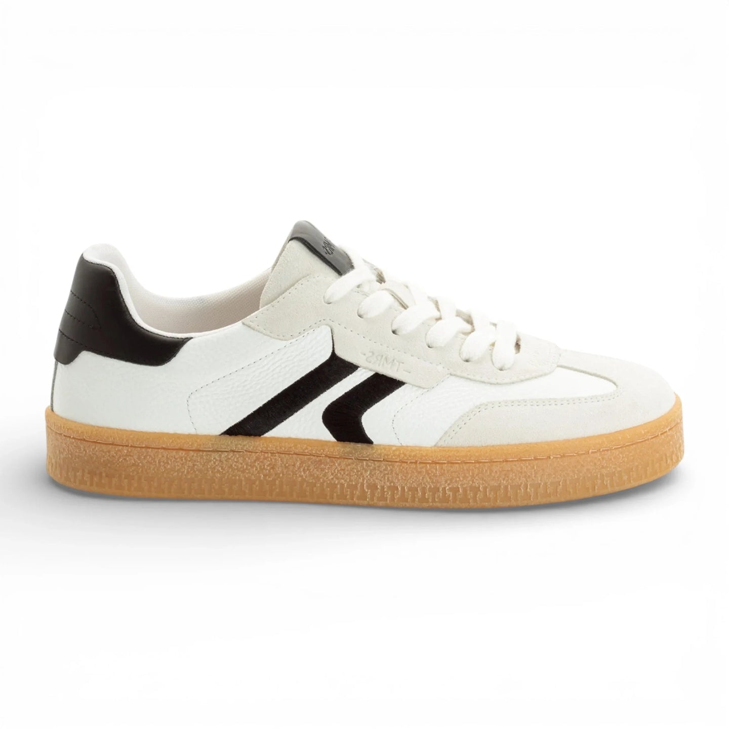 Vita lädersneakers med svart rand för män