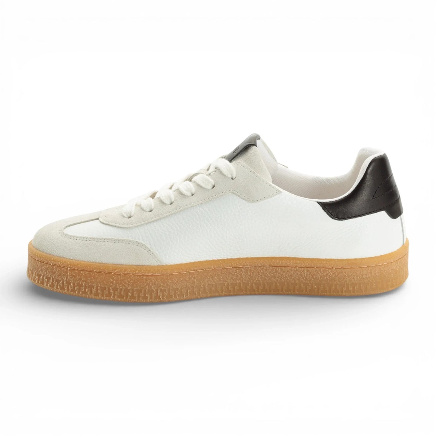 Vita lädersneakers med svart rand för män