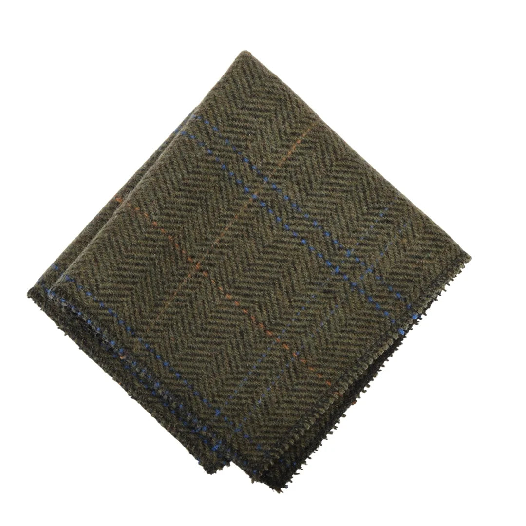 Herrslips i ullblandning med fiskbensmönster och rutig tweed – Olivgrön