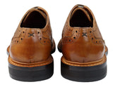 Herr Oxford Brogue Skor Snörade Läder Goodyear Randsydda Bruna Vinröd