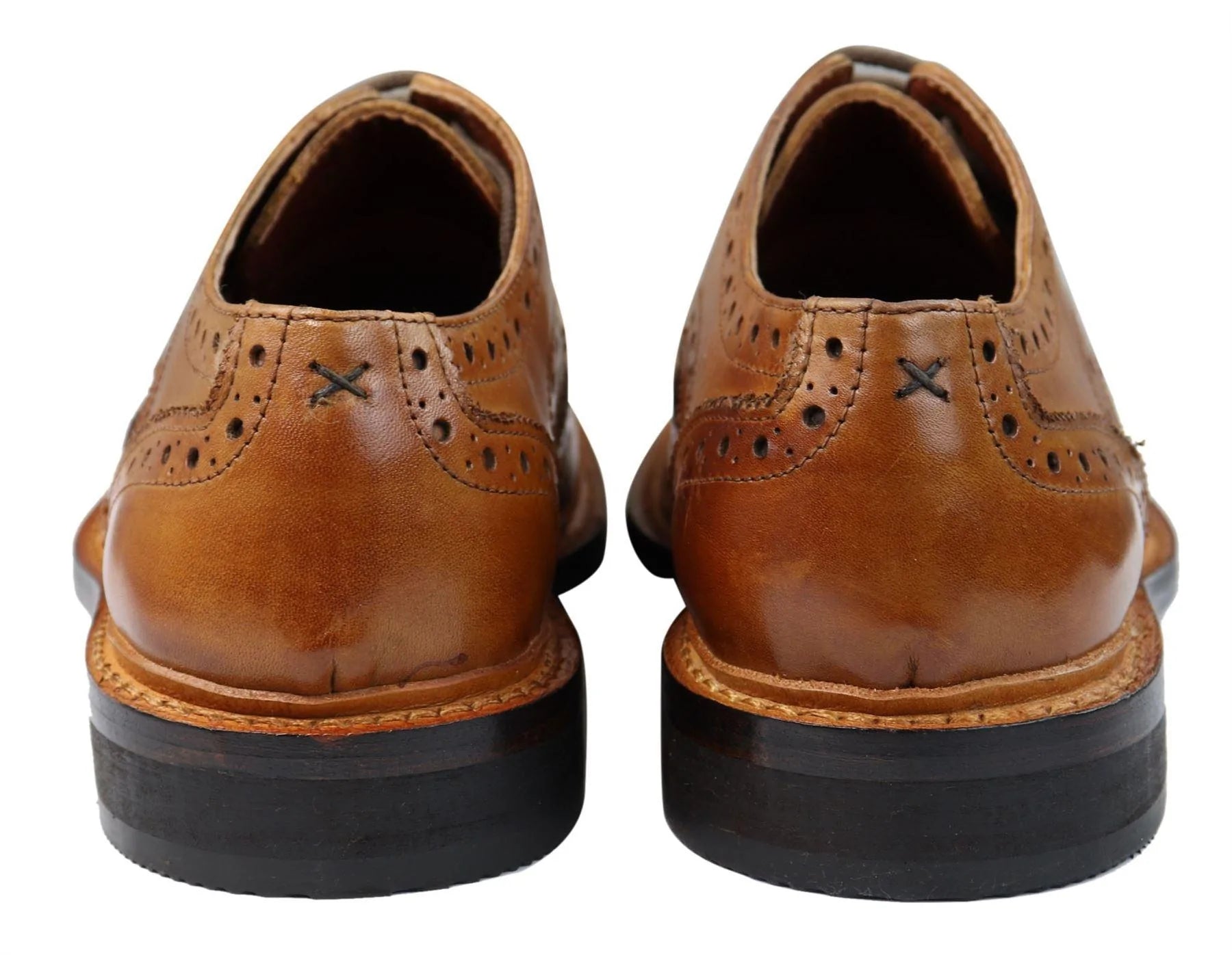 Herr Oxford Brogue Skor Snörade Läder Goodyear Randsydda Bruna Vinröd