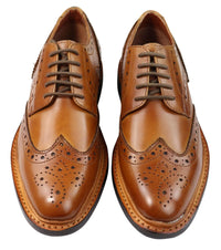 Herr Oxford Brogue Skor Snörade Läder Goodyear Randsydda Bruna Vinröd