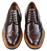 Herr Oxford Brogue Skor Snörade Läder Goodyear Randsydda Bruna Vinröd