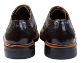 Herr Oxford Brogue Skor Snörade Läder Goodyear Randsydda Bruna Vinröd