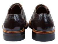 Herr Oxford Brogue Skor Snörade Läder Goodyear Randsydda Bruna Vinröd