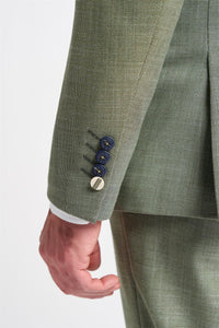 Herr 3-delad kostym salviagrön sommarlinne skräddarsydd passform bröllopsbal klassisk