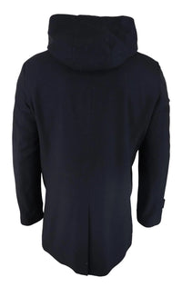 Herr 3/4 Lång Överrock Svart Jacka Avtagbar Huva Smart Casual Vinter Varm Ull