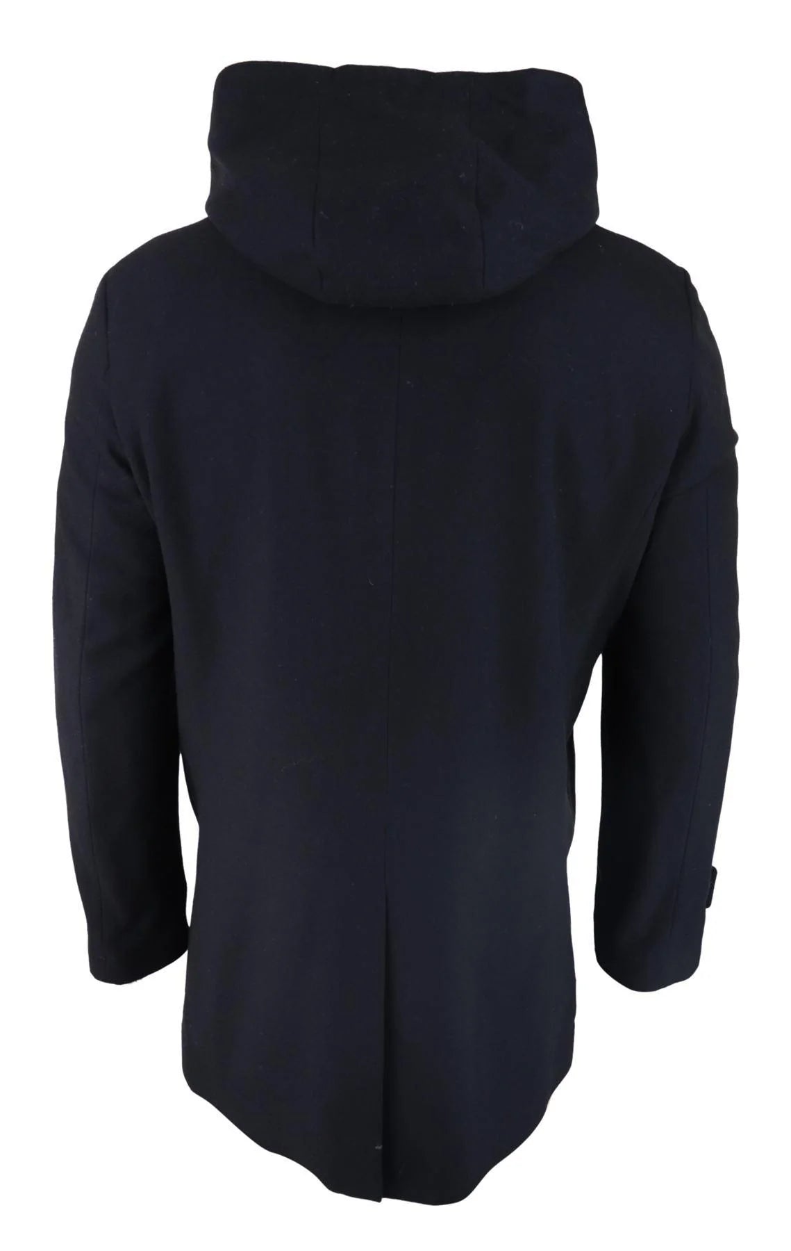 Herr 3/4 Lång Överrock Svart Jacka Avtagbar Huva Smart Casual Vinter Varm Ull