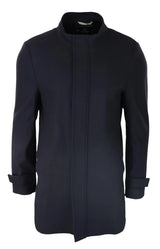 Herr 3/4 Lång Överrock Svart Jacka Avtagbar Huva Smart Casual Vinter Varm Ull