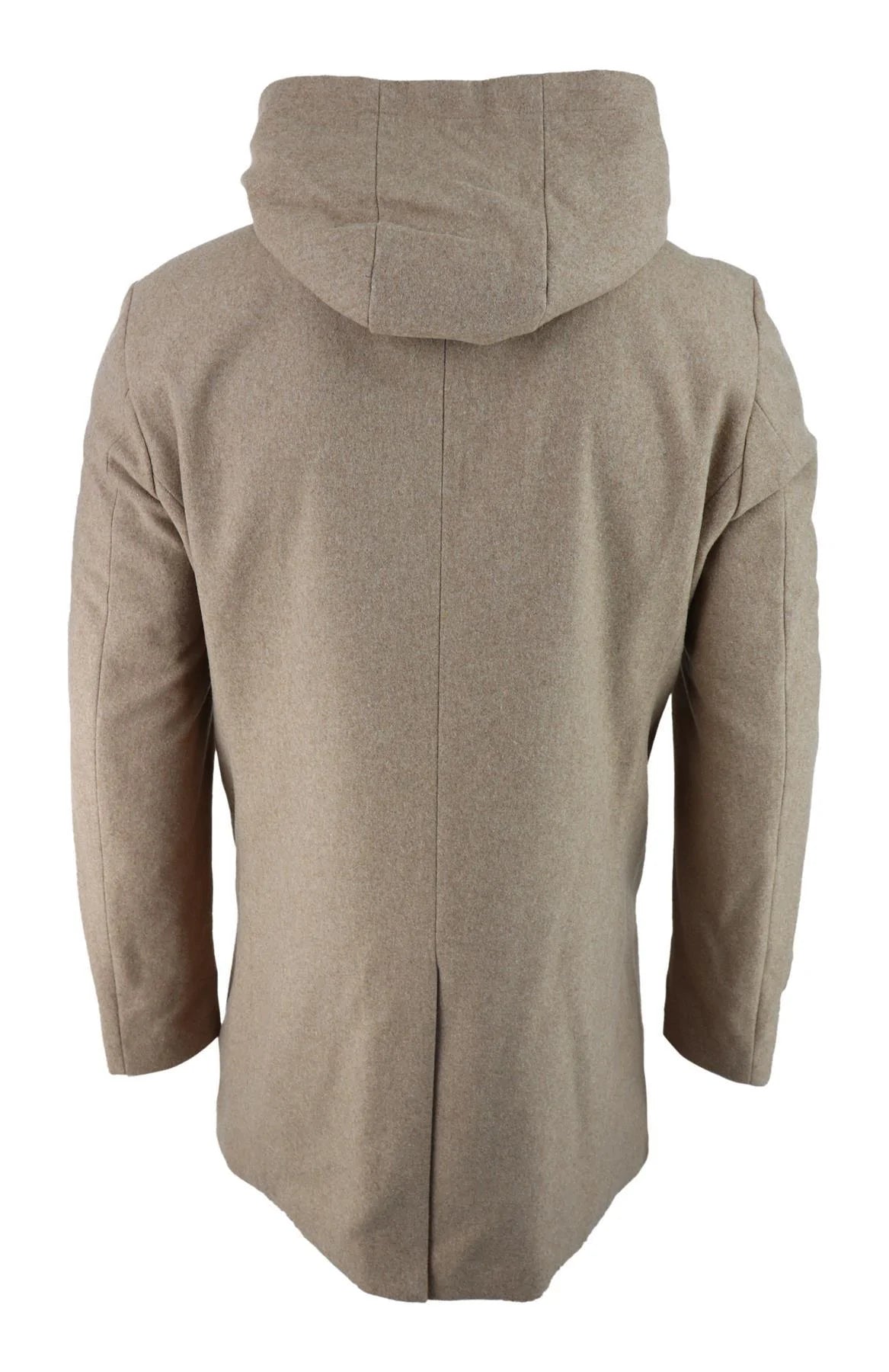 Herr 3/4 Lång Överrock Kamelfärgad Jacka Avtagbar Huva Smart Casual Vinter Varm Ull