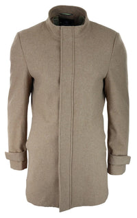 Herr 3/4 Lång Överrock Kamelfärgad Jacka Avtagbar Huva Smart Casual Vinter Varm Ull