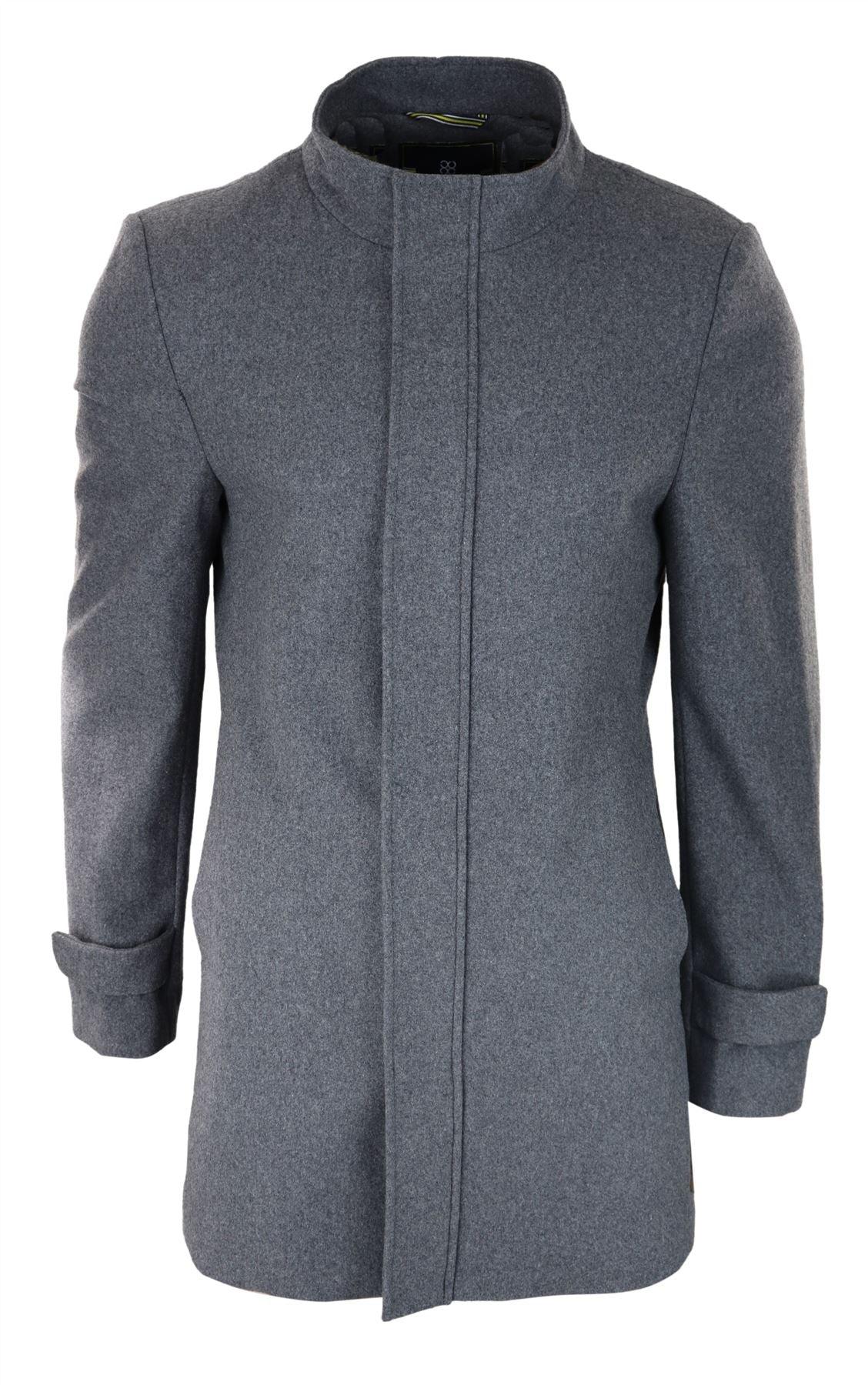 Herr 3/4 Lång Överrock Grå Jacka Avtagbar Huva Elegant Casual Vinter Varm Ull