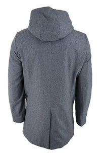 Herr 3/4 Lång Överrock Grå Jacka Avtagbar Huva Elegant Casual Vinter Varm Ull