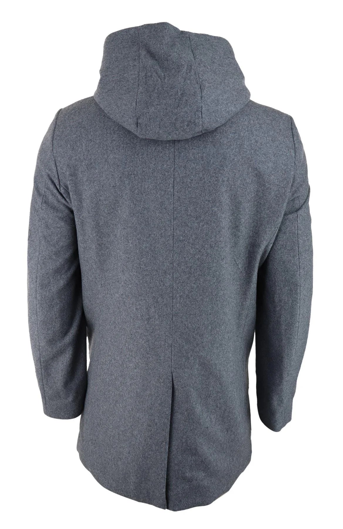 Herr 3/4 Lång Överrock Grå Jacka Avtagbar Huva Elegant Casual Vinter Varm Ull