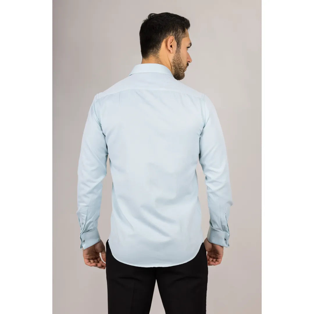 Herrgrön oxfordskjorta med dubbel manschett