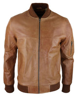 Herr Bomberjacka i äkta läder Casual Varsity Vintage Smart Casual Brun