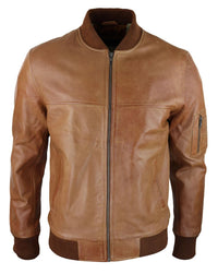 Herr Bomberjacka i äkta läder Casual Varsity Vintage Smart Casual Brun