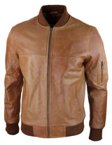 Herr Bomberjacka i äkta läder Casual Varsity Vintage Smart Casual Brun