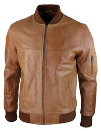 Herr Bomberjacka i äkta läder Casual Varsity Vintage Smart Casual Brun