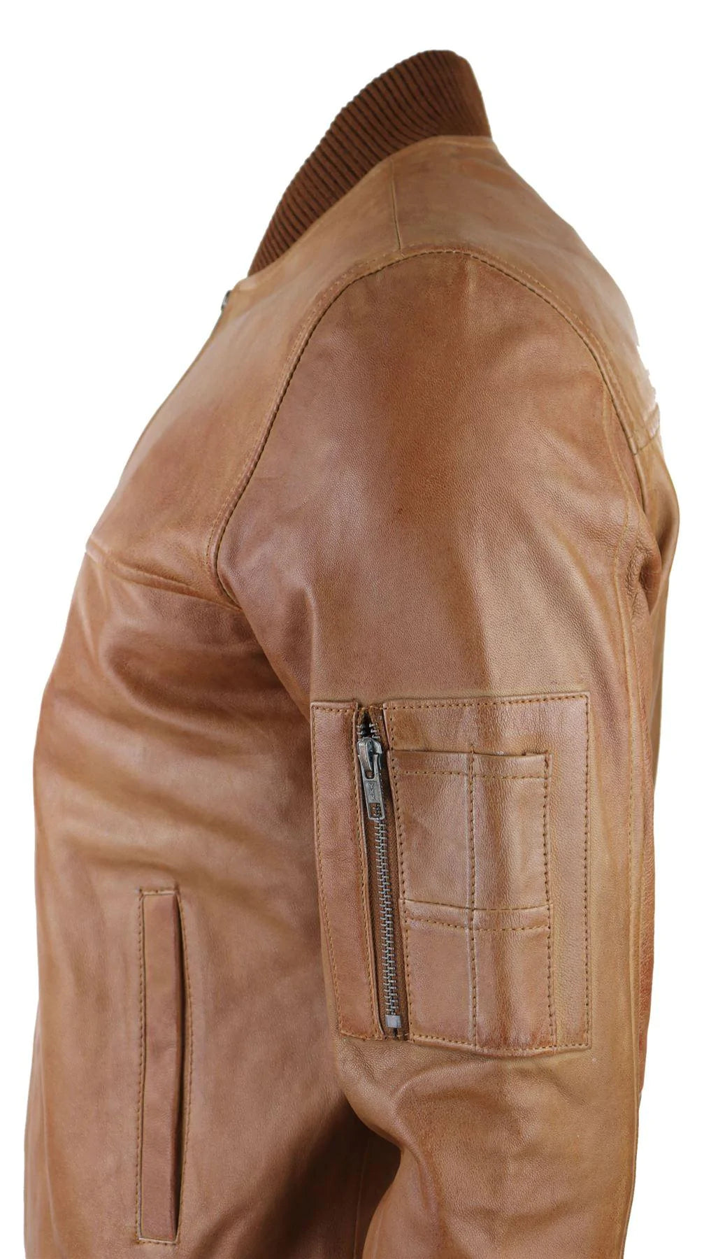Herr Bomberjacka i äkta läder Casual Varsity Vintage Smart Casual Brun