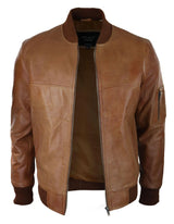 Herr Bomberjacka i äkta läder Casual Varsity Vintage Smart Casual Brun