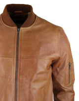 Herr Bomberjacka i äkta läder Casual Varsity Vintage Smart Casual Brun