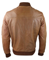Herr Bomberjacka i äkta läder Casual Varsity Vintage Smart Casual Brun