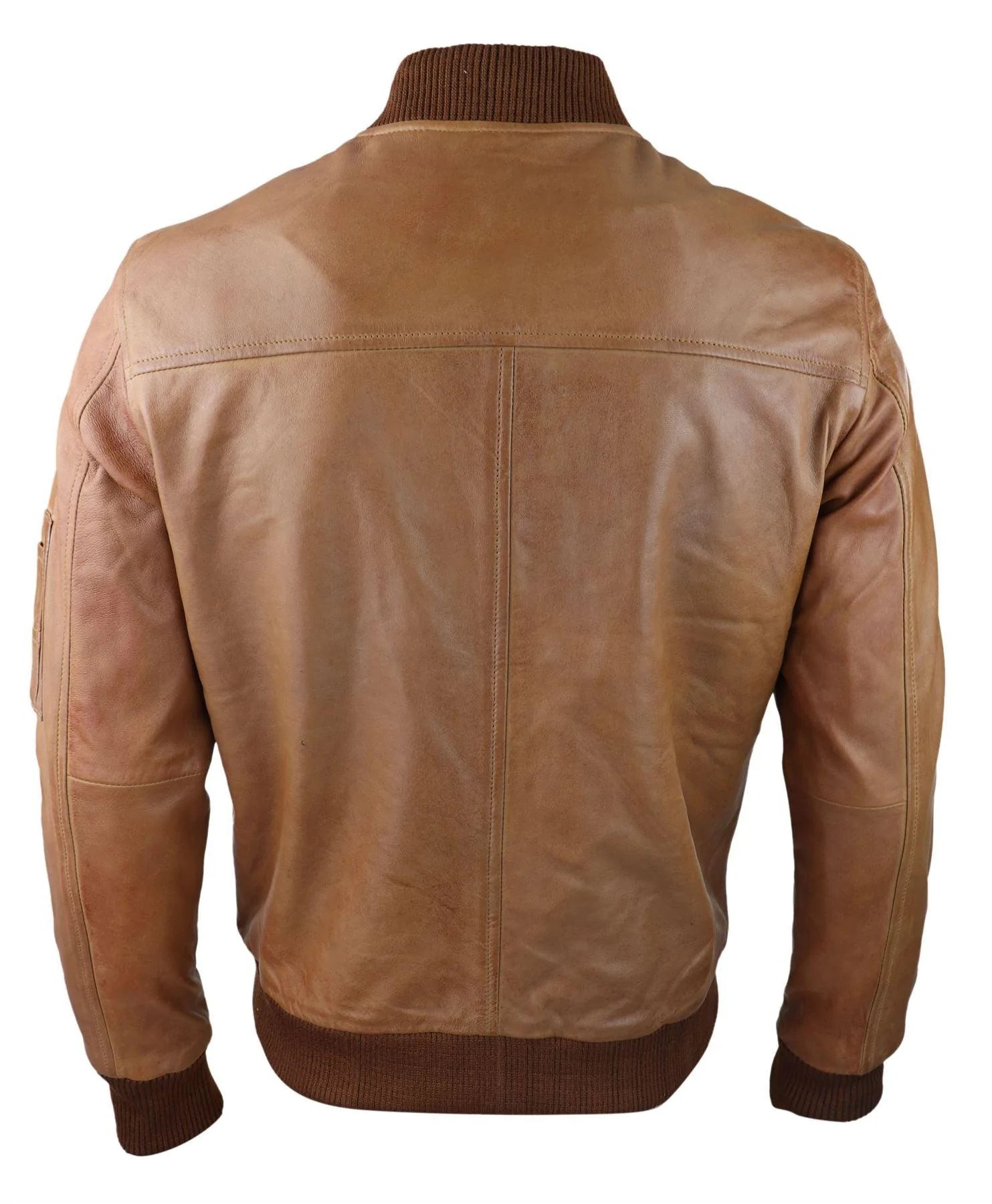 Herr Bomberjacka i äkta läder Casual Varsity Vintage Smart Casual Brun