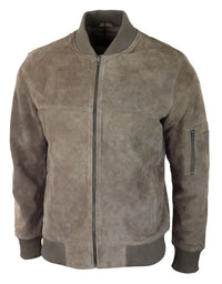 Herr Äkta Mocka Bomberjacka Läder Casual Varsity Vintage Smart Casual Beige