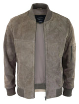 Herr Äkta Mocka Bomberjacka Läder Casual Varsity Vintage Smart Casual Beige