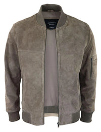 Herr Äkta Mocka Bomberjacka Läder Casual Varsity Vintage Smart Casual Beige