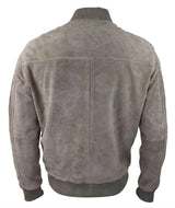 Herr Äkta Mocka Bomberjacka Läder Casual Varsity Vintage Smart Casual Beige