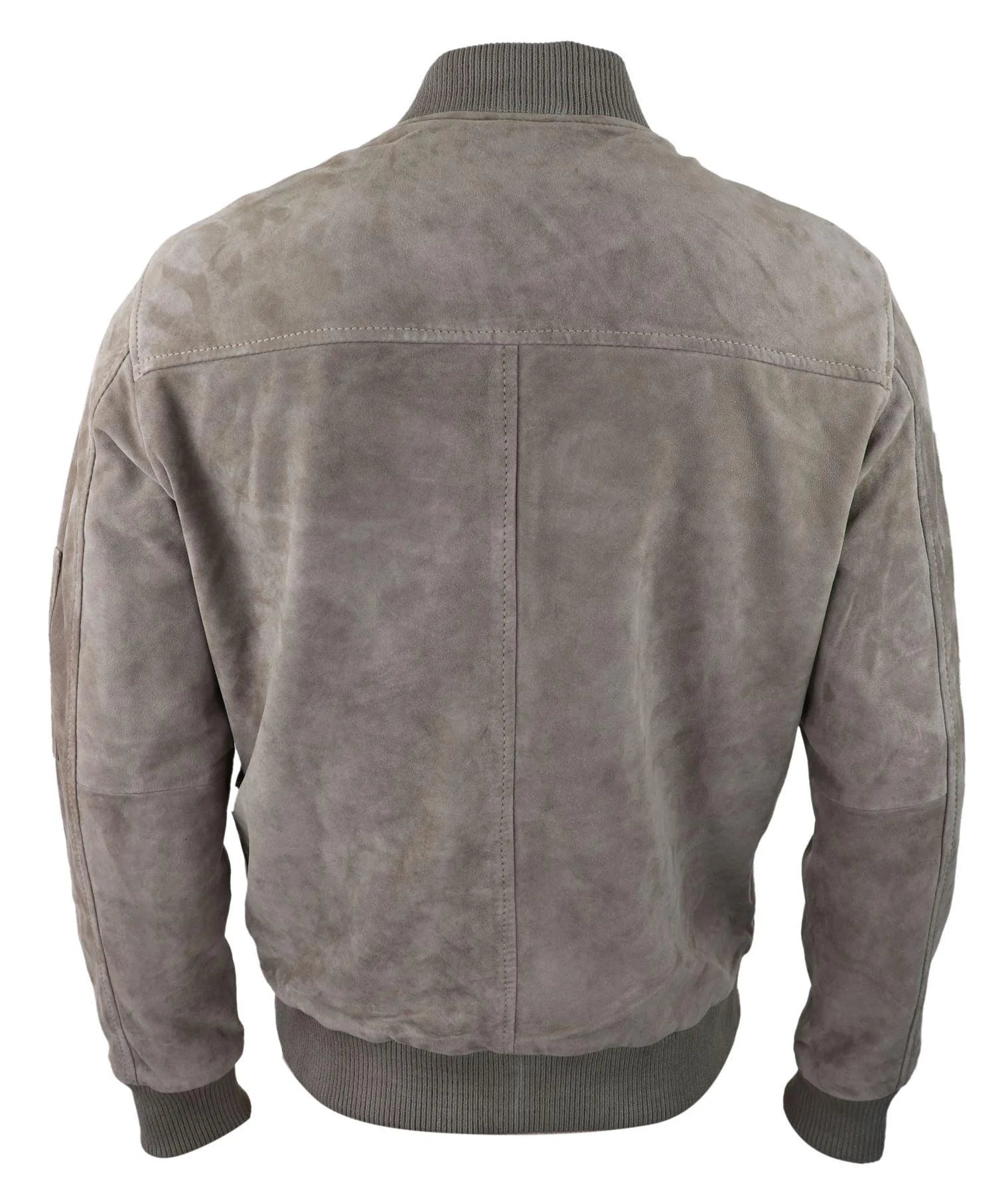 Herr Äkta Mocka Bomberjacka Läder Casual Varsity Vintage Smart Casual Beige