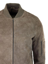 Herr Äkta Mocka Bomberjacka Läder Casual Varsity Vintage Smart Casual Beige