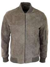 Herr Äkta Mocka Bomberjacka Läder Casual Varsity Vintage Smart Casual Beige