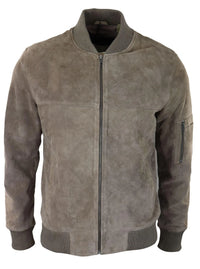 Herr Äkta Mocka Bomberjacka Läder Casual Varsity Vintage Smart Casual Beige