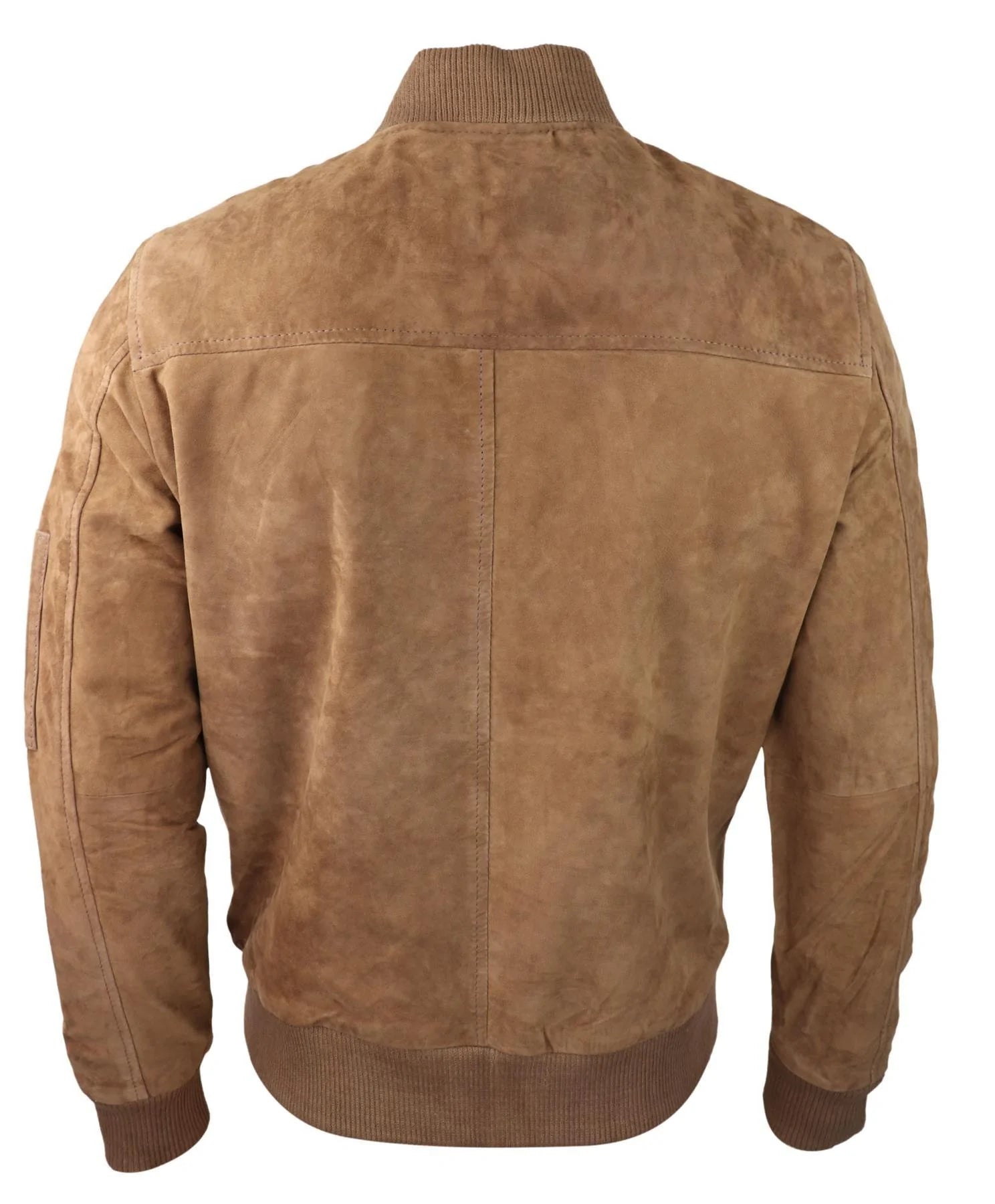 Herr Äkta Mocka Bomberjacka Läder Casual Varsity Vintage Smart Casual Brun