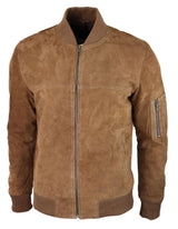 Herr Äkta Mocka Bomberjacka Läder Casual Varsity Vintage Smart Casual Brun