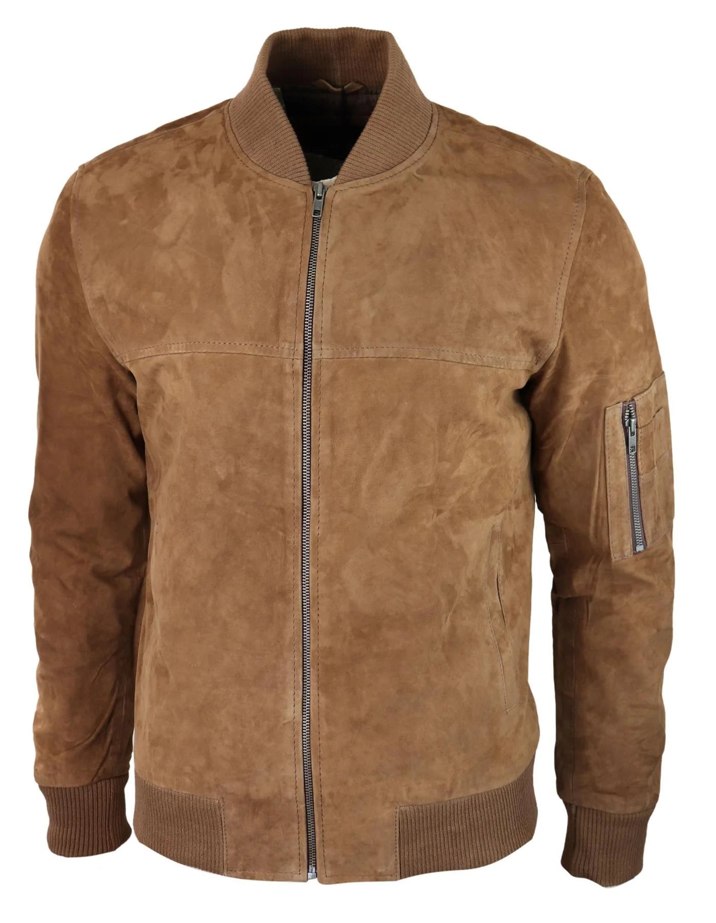 Herr Äkta Mocka Bomberjacka Läder Casual Varsity Vintage Smart Casual Brun