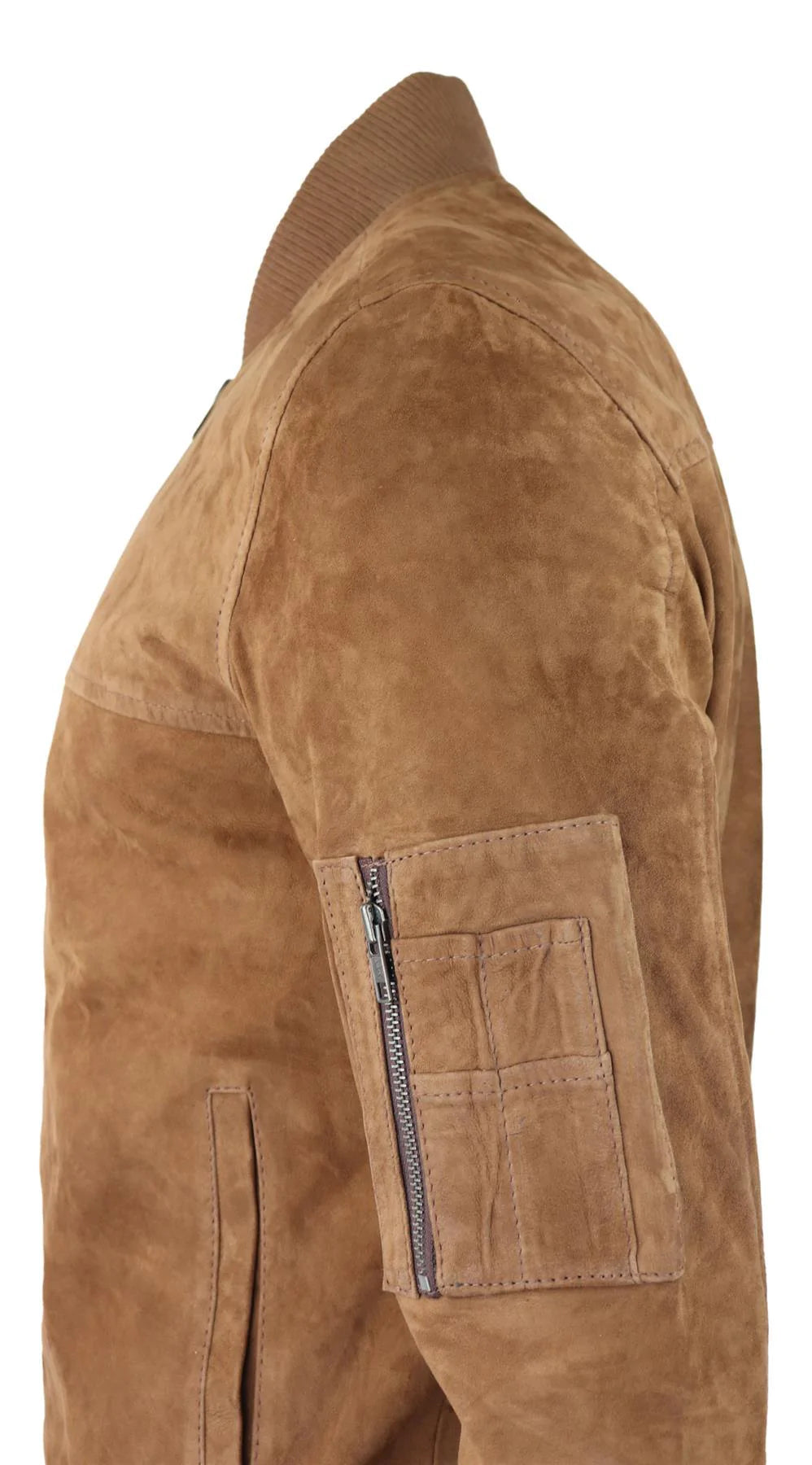 Herr Äkta Mocka Bomberjacka Läder Casual Varsity Vintage Smart Casual Brun
