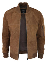 Herr Äkta Mocka Bomberjacka Läder Casual Varsity Vintage Smart Casual Brun