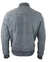 Herr Äkta Mocka Bomberjacka Läder Casual Varsity Vintage Smart Casual Grå