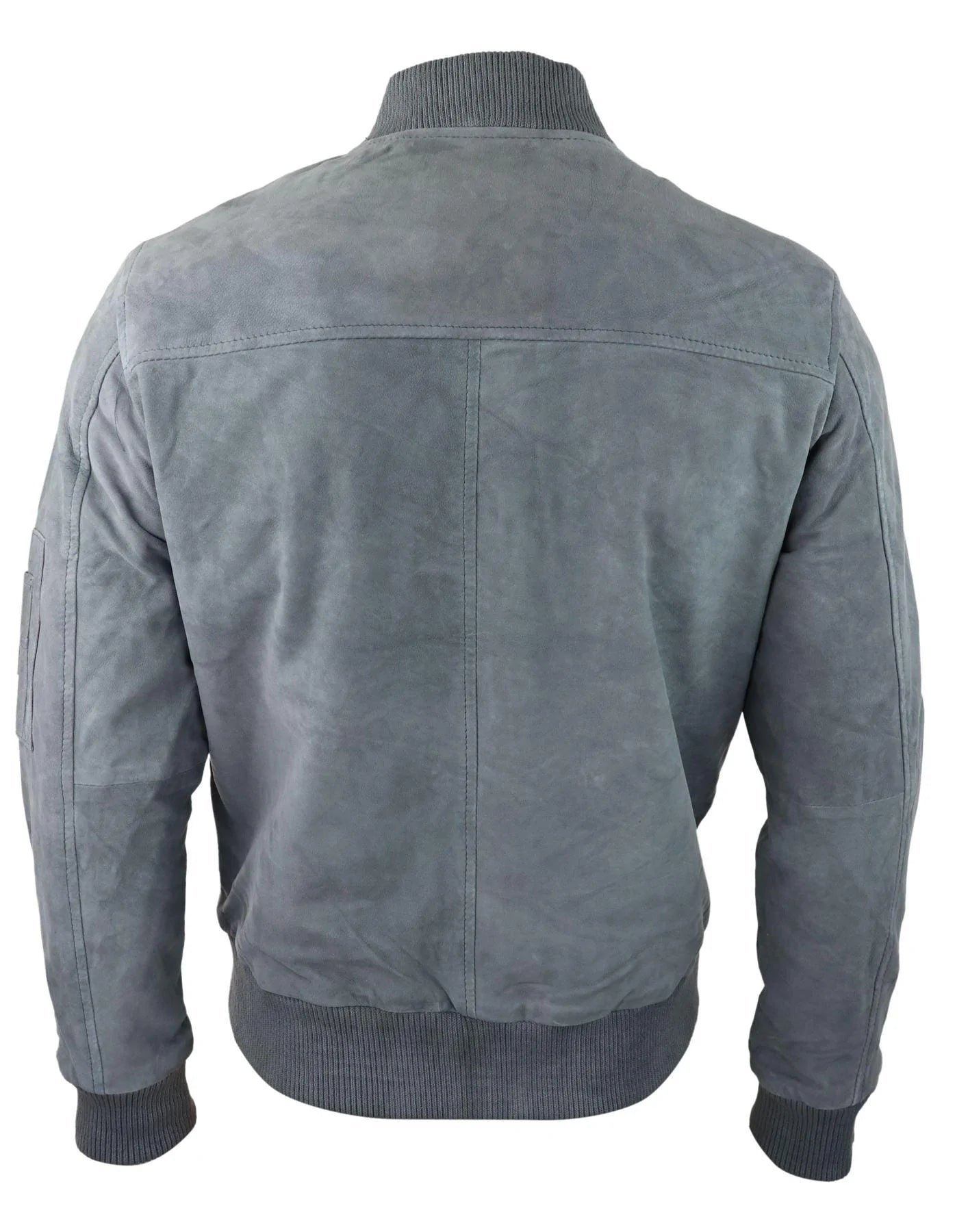 Herr Äkta Mocka Bomberjacka Läder Casual Varsity Vintage Smart Casual Grå