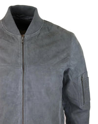 Herr Äkta Mocka Bomberjacka Läder Casual Varsity Vintage Smart Casual Grå