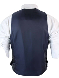 Herr Fiskbensmönstrad Tweed Vintagerutig Väst Sammetskant Blå Brun Grå