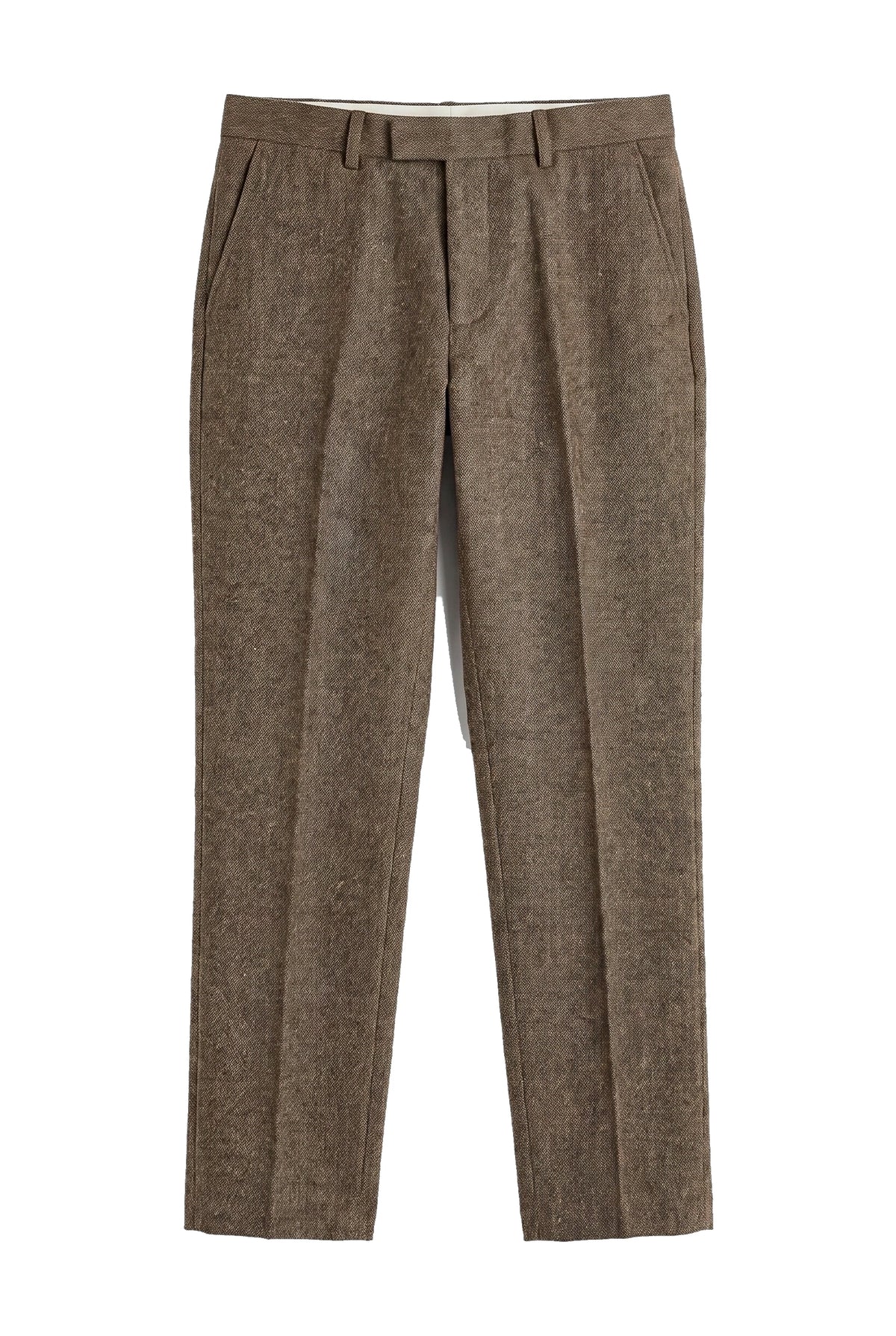 Oscar - Herrbyxor i brun tweed i ullblandning