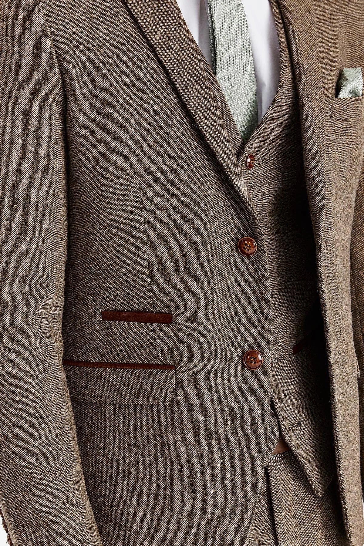 Oscar - Herrkavaj i brun tweed i ullblandning