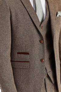 Oscar - Herrkavaj i brun tweed i ullblandning